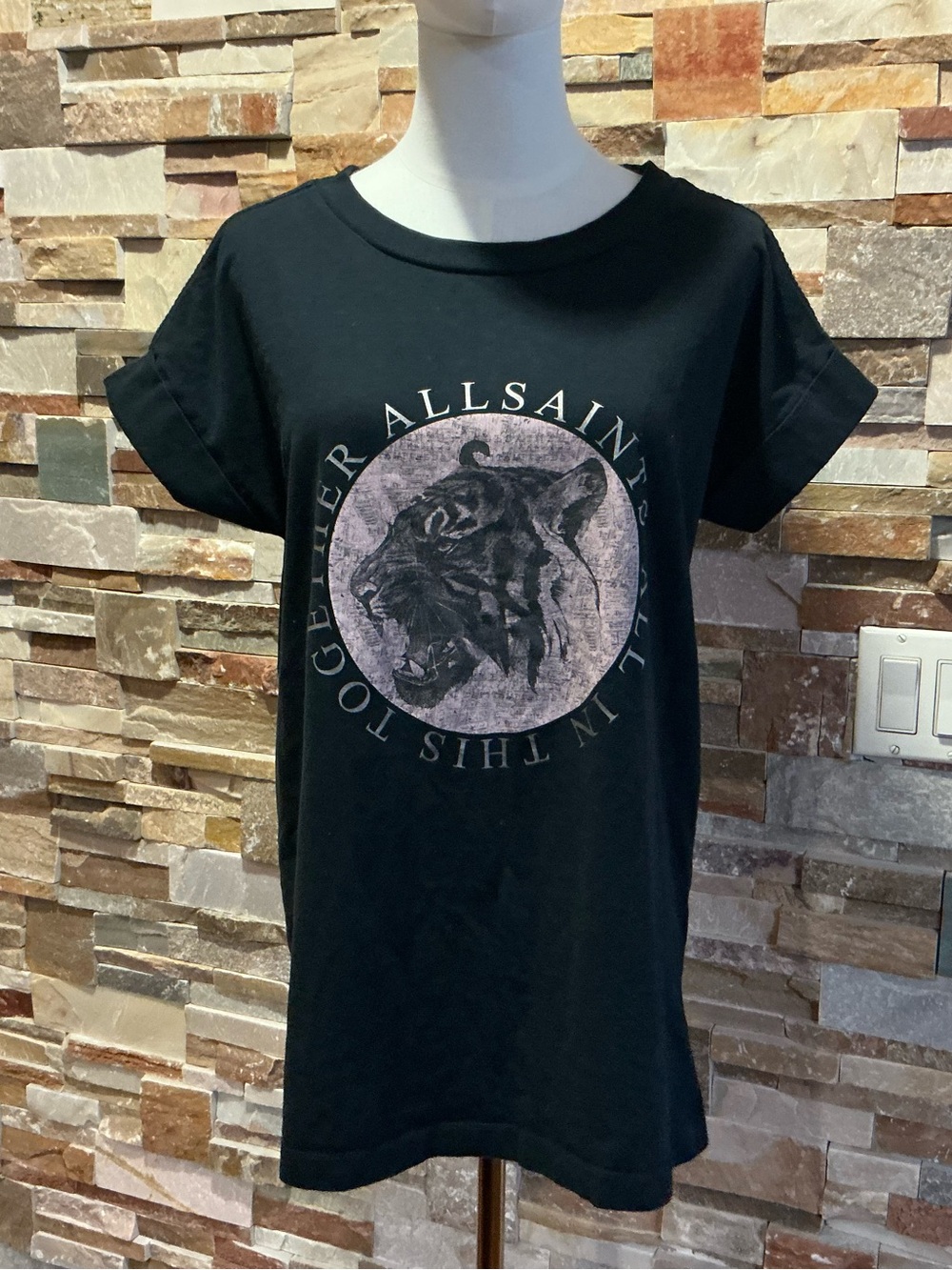 AllSaints Black Tiger Graphic “All in This Together “ Tee